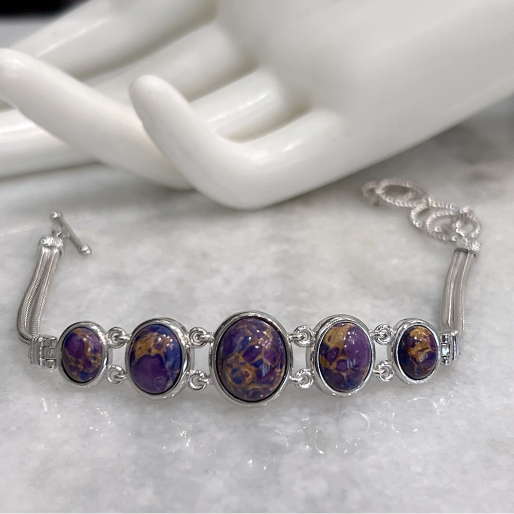 Mojave Purple Turquoise Silver Toggle Bracelet